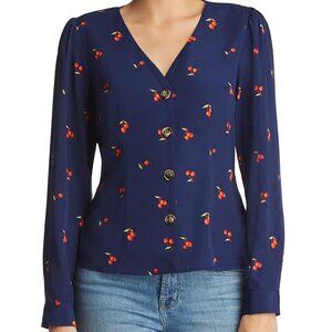 NWT Vintage style Sadie & Sage dark navy cherry bomb shirt, small
